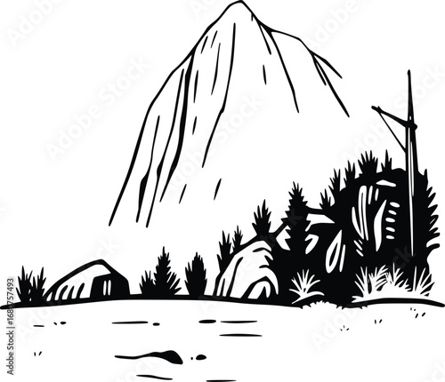 carved rock line art