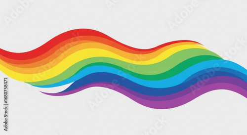 A vibrant rainbow wave design with bright colors representing pride, diversity, and inclusion
