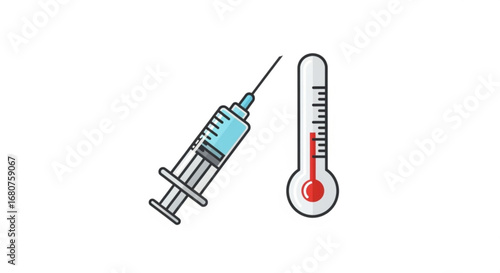 Syringe and thermometer for vaccine injection and health care