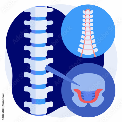 Spinal cord diagram illustrating vertebrae and disc anatomy  
