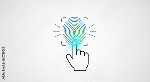 Fingerprint scan with hand for identification and security