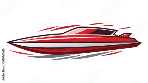 Dynamic red and white speedboat vector illustration for nautical themes and water transport graphics