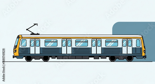 Modern subway train illustration, perfect for urban transportation and public transit designs