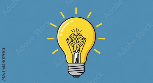 A light bulb with a maze inside, representing the concept of finding solutions and innovative ideas for success