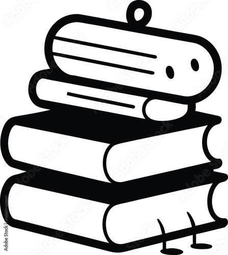 Stack of open books with pages fanned out and a bookmark isolated on white background isolated on transparent background silhouette