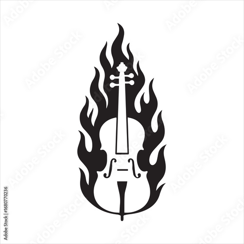  Fiery violin silhouette