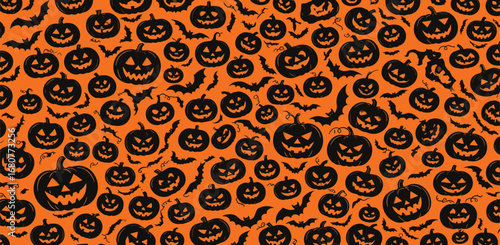 halloween pumpkins seamless pattern pattern, creative hand drawn vector illustration, fabric, textile, wrapping paper, packaging, wallpaper, cover, background