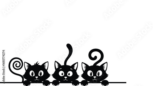Adorable kittens peeking with curious expressions making viewers smile for a cute design element