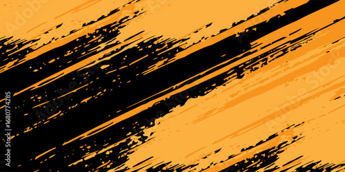 orange black brush Car sticker wrap pattern banner abstract sporty lines black orange color combination grunge brush modern pattern racing motorsport, Eps 10.