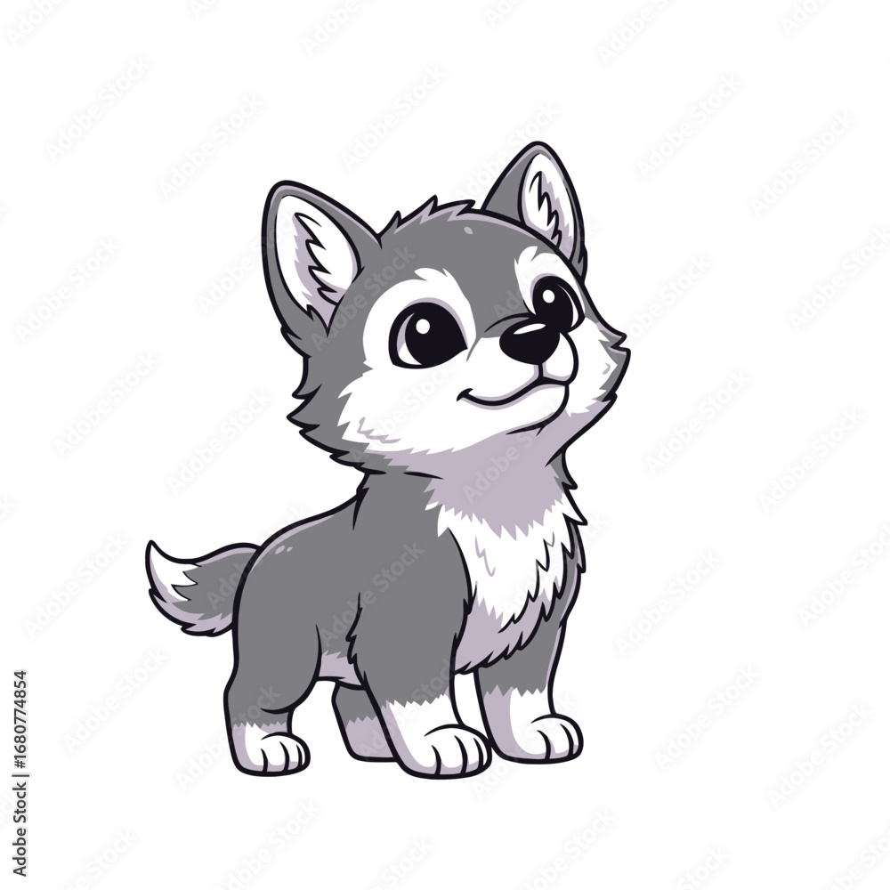 Fototapeta premium Cartoon Wolf Cub Illustration Cute Animal Graphic Design