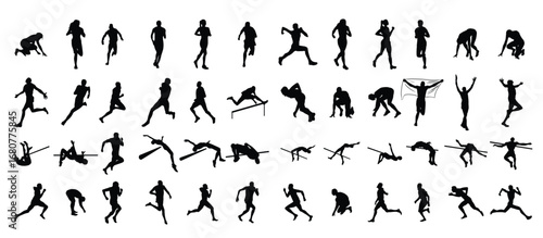 black silhouettes athletes vector