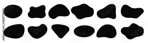 Blob shape organic, vector illustration set. Collection from abstract forms for design and paint. Liquid silhouette drop in modern style. 