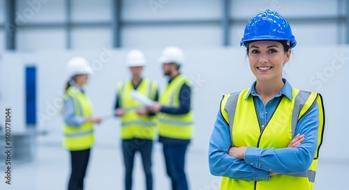 Female Industrial Worker Focused on Task.
