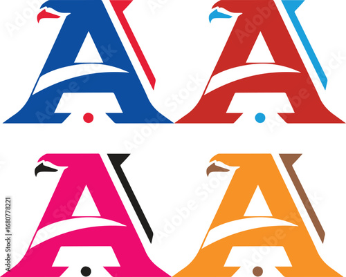 Minimalist variant Logo With Letter A And Eagle Design.eps