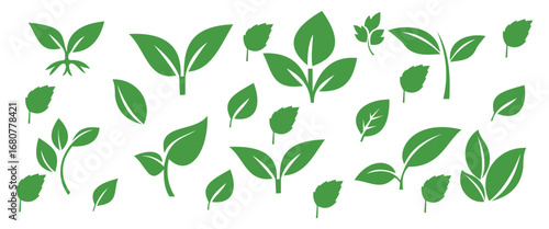 “Eco Friendly Green Leaves and Globe Icons Set – Nature Conservation, Organic Bio Symbols and Environment Protection Illustration”
