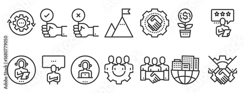 Business Solution Management  Icons, Customers, Operator, People Support vector illustration