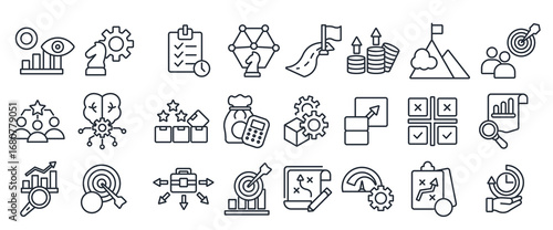 business strategy set line linear style sign