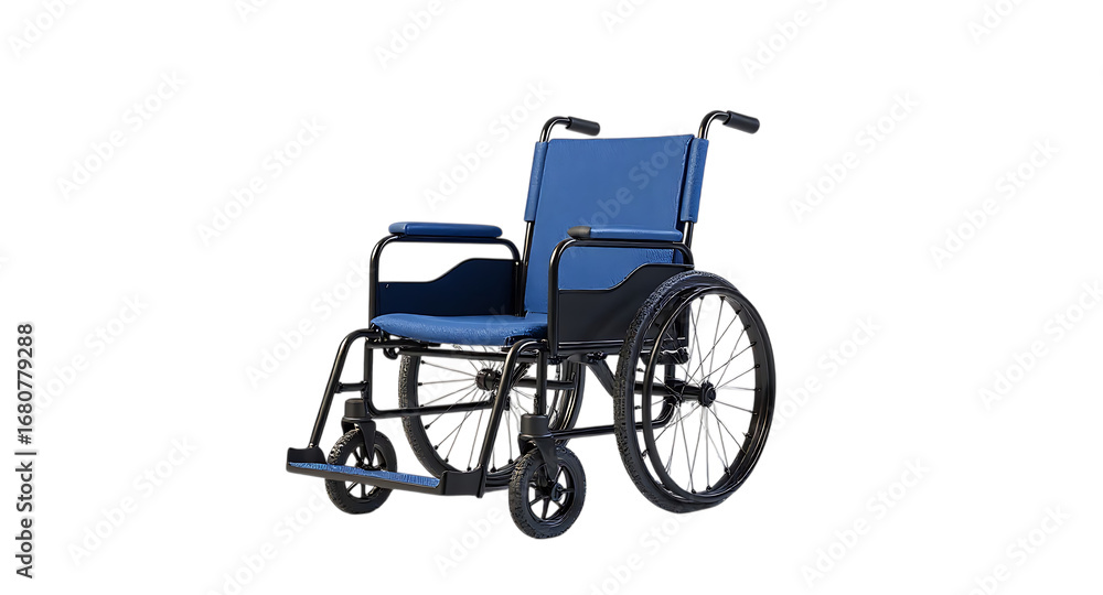 Fototapeta premium Blue wheelchair isolated on transparent background