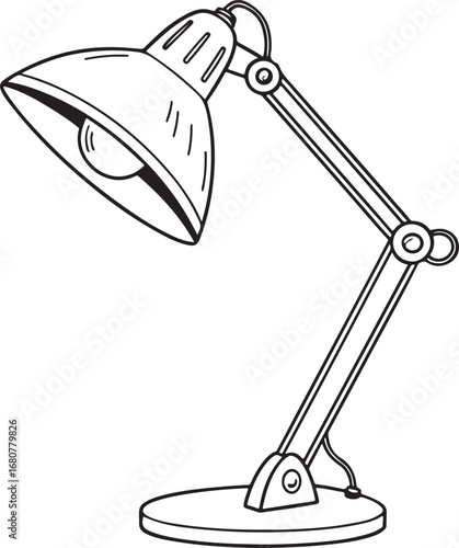 Vector Illustration of Desk Lamp Outline – Adjustable Study Light, Office Equipment, Minimal Line Art