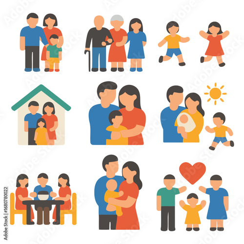 Family Moments in Illustration: A collection of charming illustrations capturing diverse family dynamics and heartwarming moments, a visual ode to unity and love.
