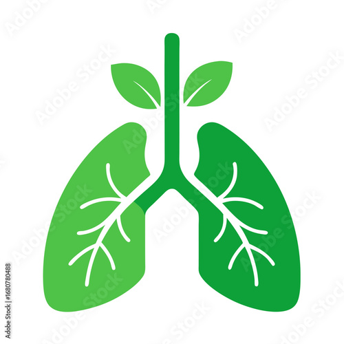 Green lungs vector on white background.
