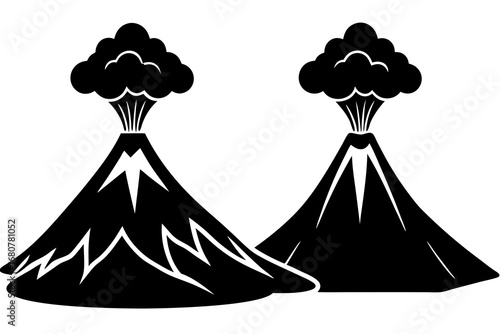 Volcano eruption silhouette vector