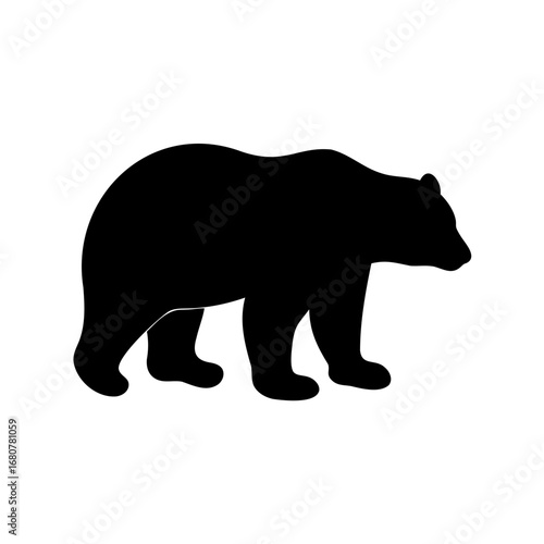 Black Bear Silhouette Graphic Illustration on White Background Wildlife Icon Art
