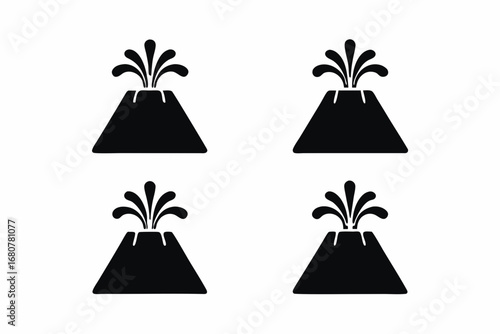 Volcano eruption icon silhouette vector