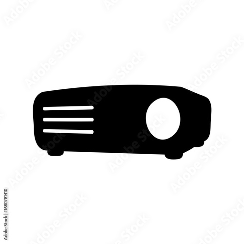 Simple black and white silhouette of a modern digital projector machine