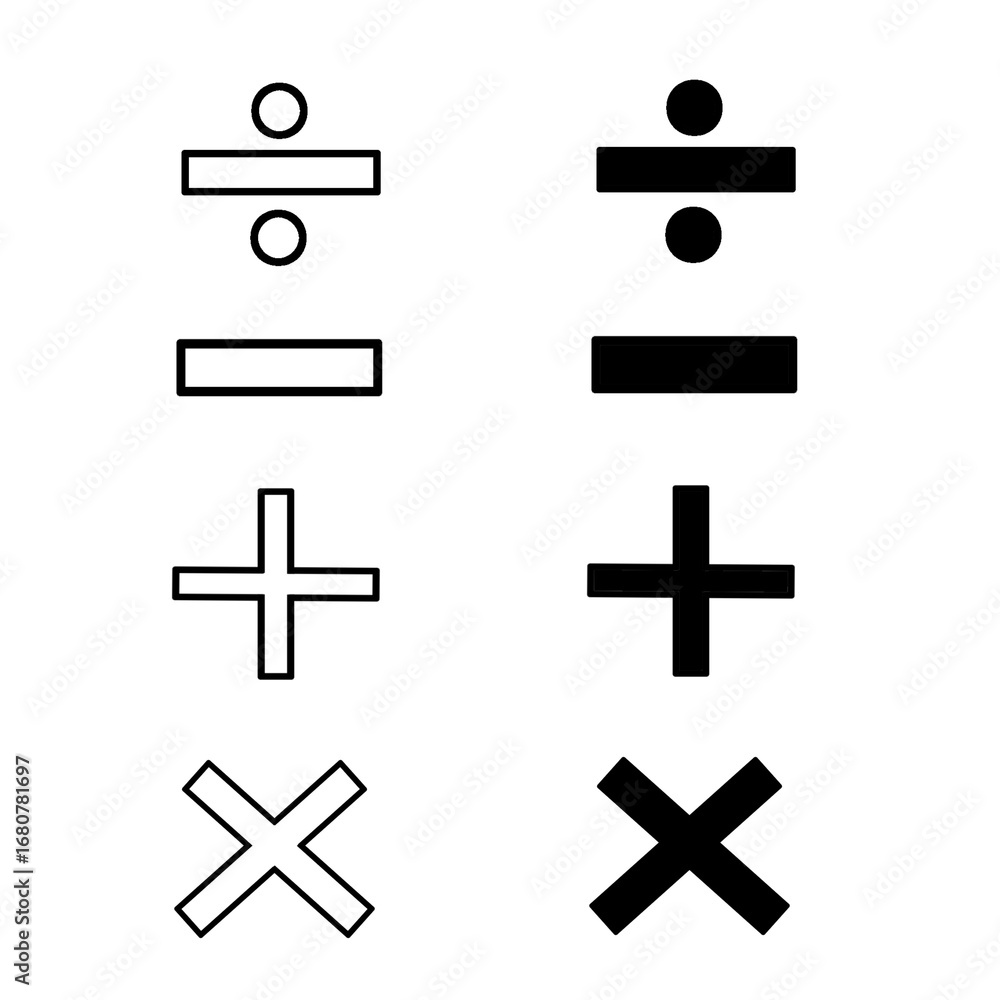 Fototapeta premium Minus, multiplication, and division signs