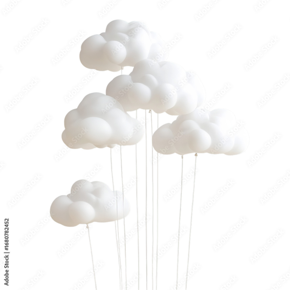 Obraz premium Floating Cloud Balloon PNG Clipart for Baby Shower Decor, Dreamy Celebration Crafts, Soft Sky-Themed Party Design