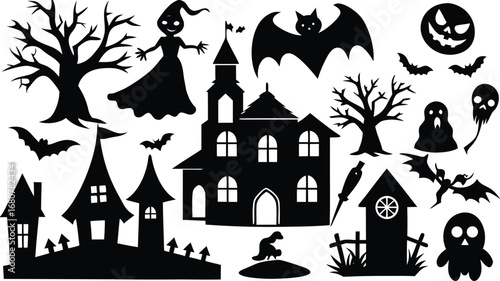 Halloween Vector Design with Spooky Elements Perfect for Cards Posters and Decorations