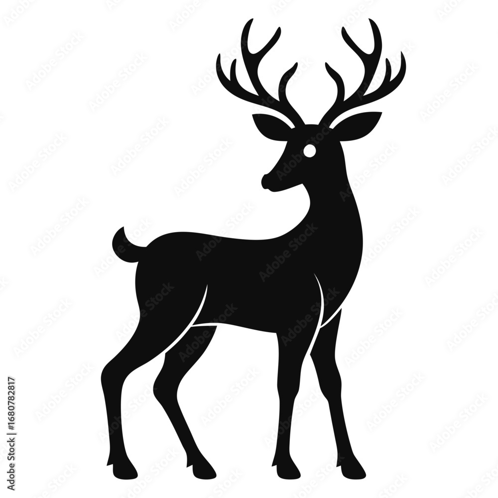 Fototapeta premium Reindeer vector clean black silhouette design white background