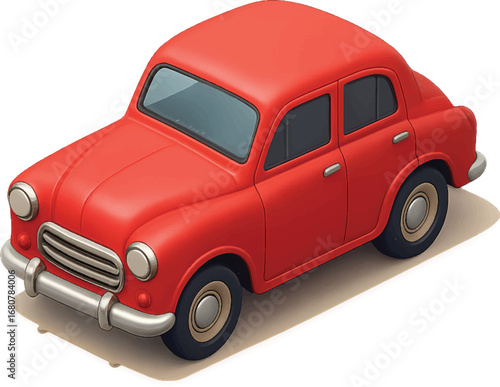 Cute red vintage car perfect for toy collections or transportation themes in retro style design projects