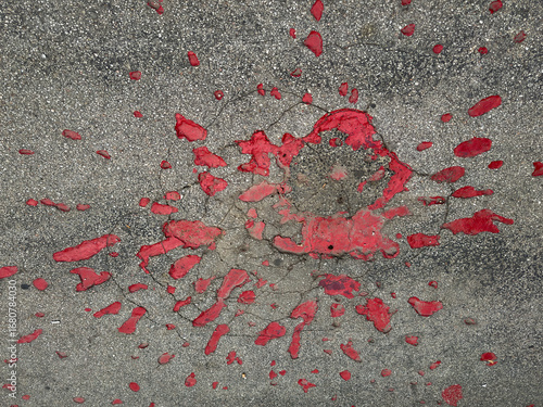 Sarajevo Rose - Memorial scar in Sarajevo marking the impact of a mortar shell explosion