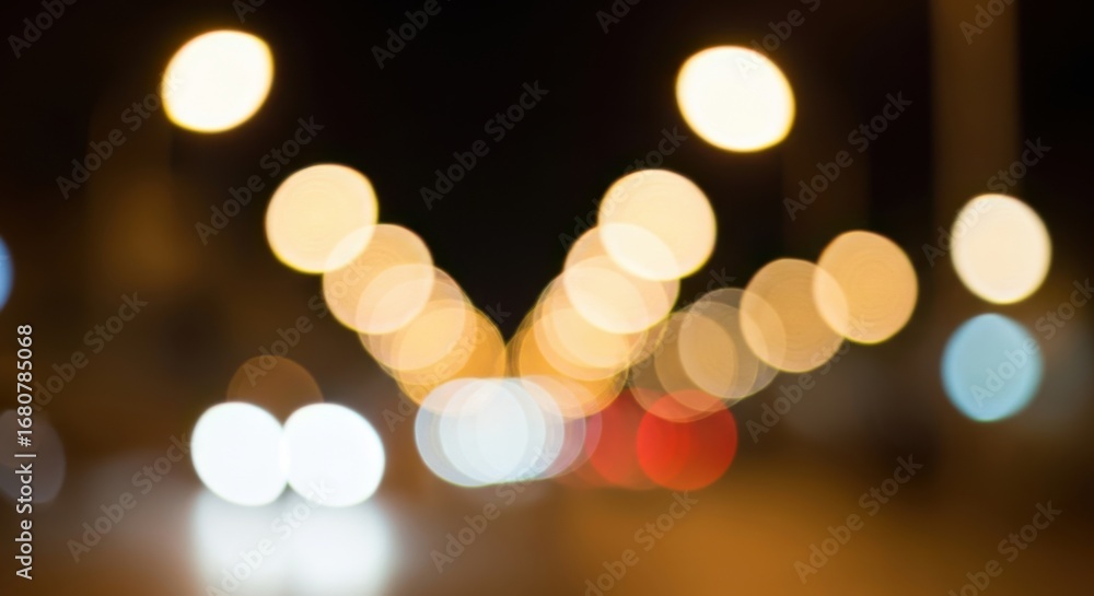Fototapeta premium Abstract bokeh lights cityscape at night blurry warm glow soft focus abstract photography