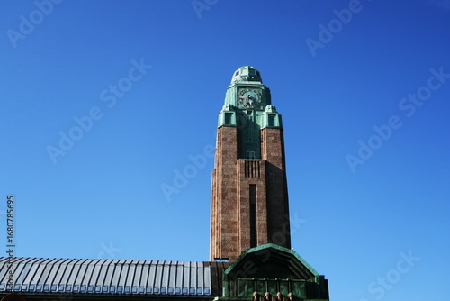 Tour de la  la gare centrale d'Helsinki, monument art nouveau finlandais (1909-1914).  Helsinki. Finlande.