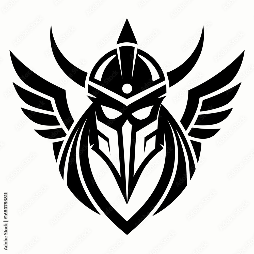 Obraz premium Valkyrie Symbols vector clean black silhouette design white background