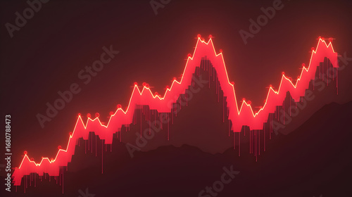 Glowing Red Stock Market Graph