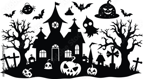 Halloween Silhouette Collection Animals Creatures and Spooky Elements for Design