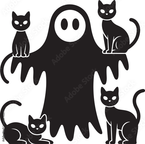 Collection set of halloween icons. Halloween silhouette elements vector. silhouettes of Halloween on a white background.