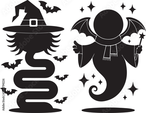 silhouette bat on transparent background, halloween bat