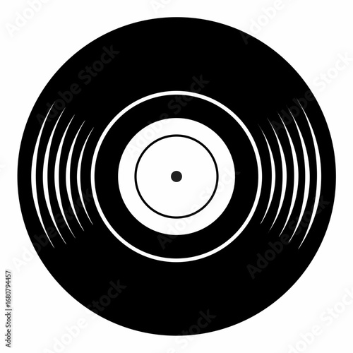 Vinyl record vector clean black silhouette design white background