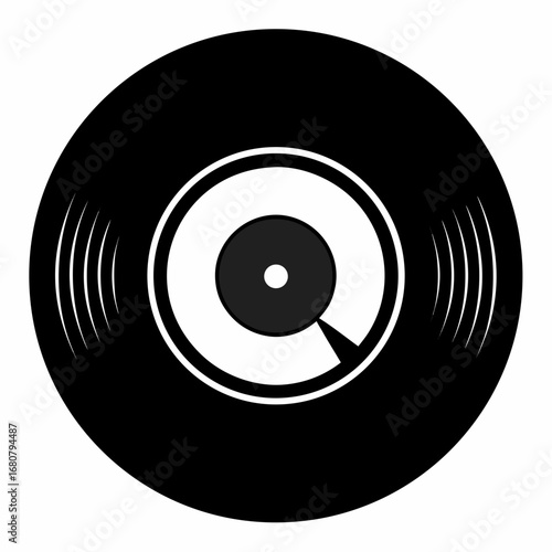 Vinyl record vector clean black silhouette design white background