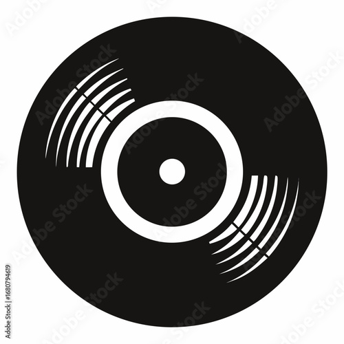 Vinyl record vector clean black silhouette design white background