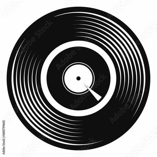 Vinyl record vector clean black silhouette design white background