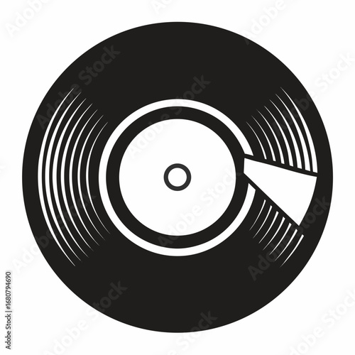 Vinyl record vector clean black silhouette design white background