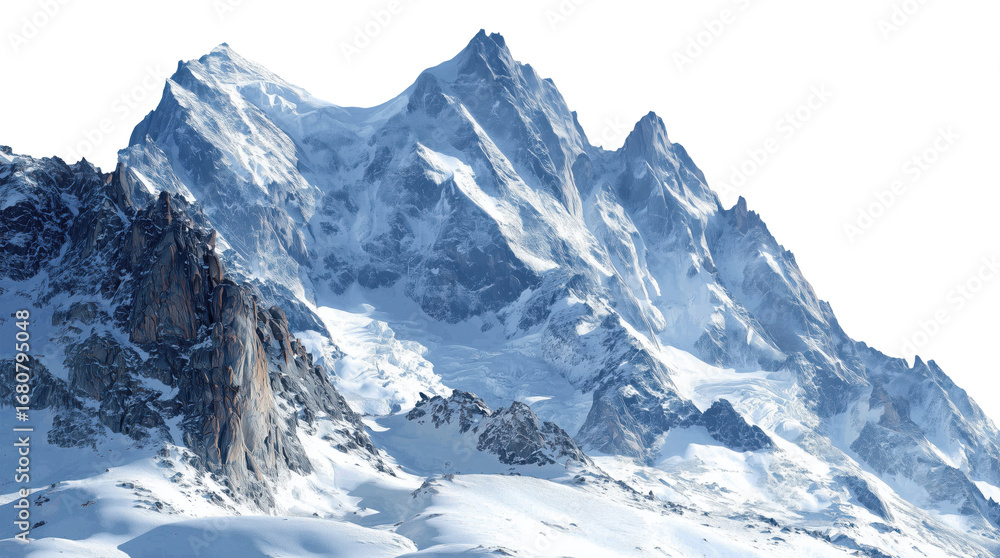 Obraz premium Majestic snow covered mountain peaks isolated on transparent background
