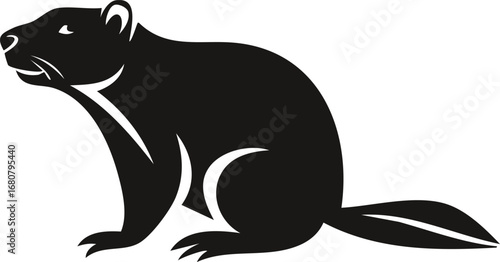 Beaver Animal Vector Logo in Black and White, Minimalist and Simple Design, Perfect for Wildlife Branding, Nature Illustration, and Unique Animal Identity
