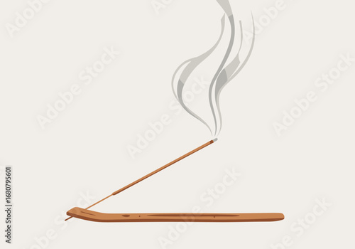 Aromatic Incense Stick Burning Emitting Gentle Wisps of Smoke in a Serene Environment